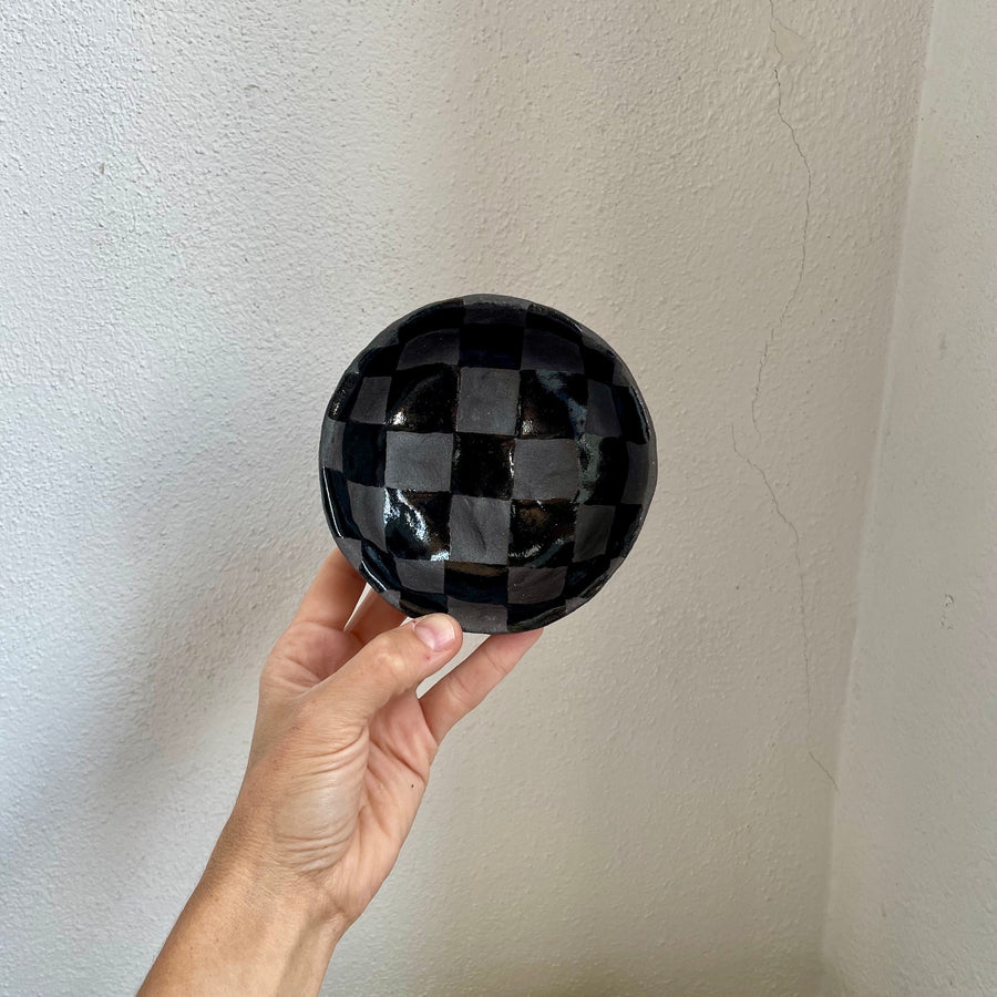 Black Check Small Bowl