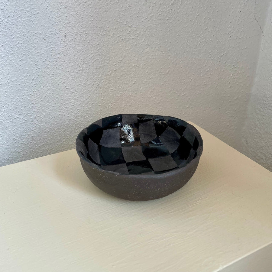 Black Check Small Bowl