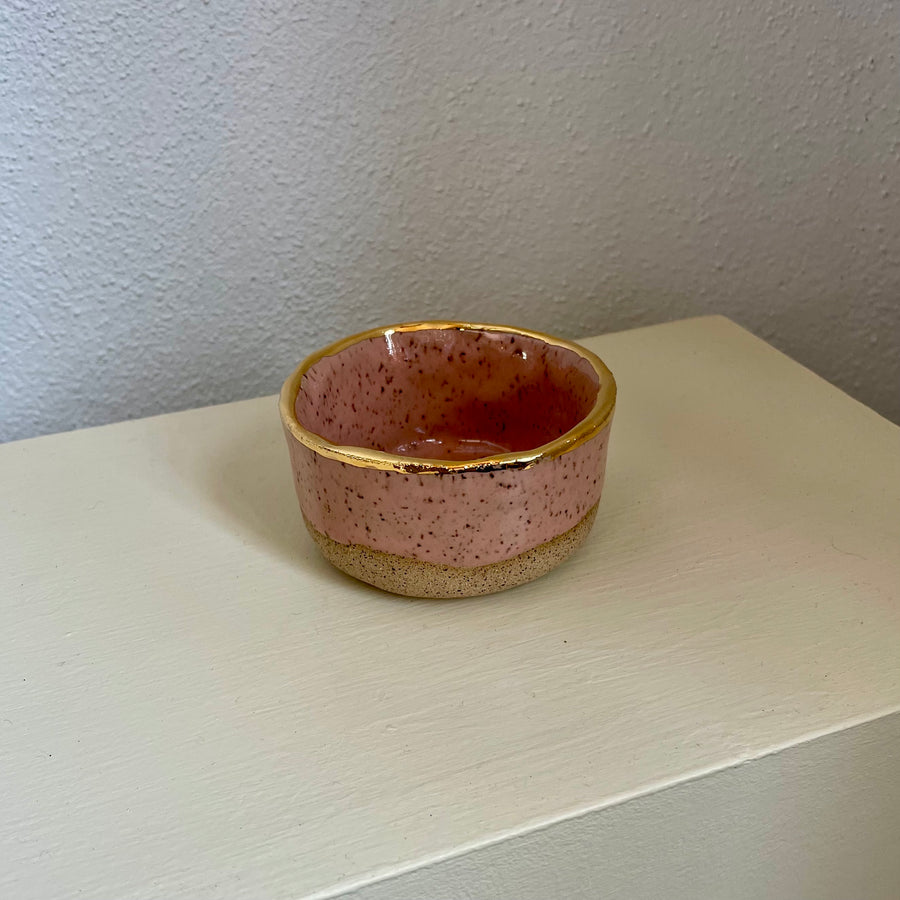Pink + Gold Rim Little Bowl