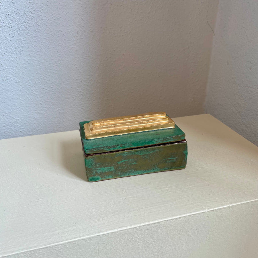 Turquoise Gold Bar Ceramic Jewelry Box