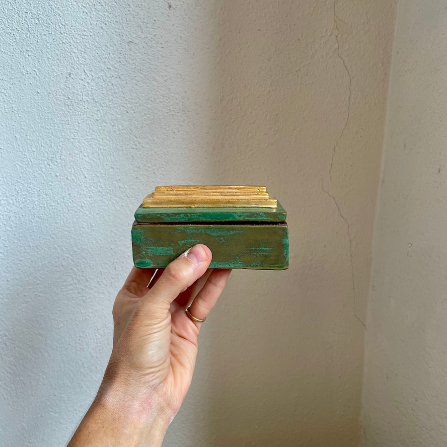 Turquoise Gold Bar Ceramic Jewelry Box