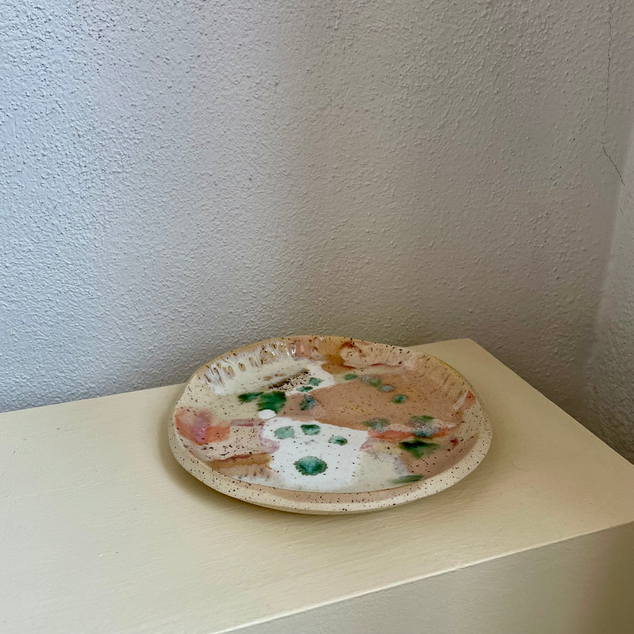 Pink + Cream Speckled Ceramic Plate