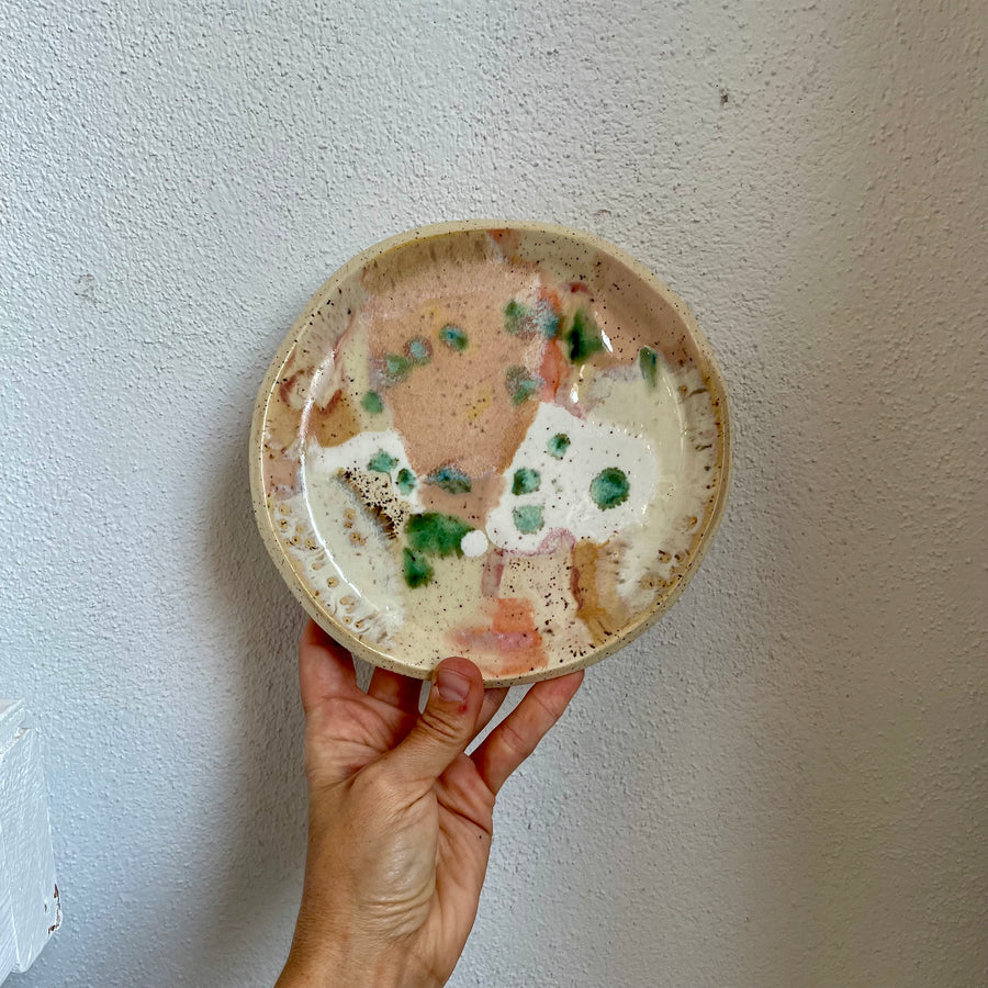 Pink + Cream Speckled Ceramic Plate