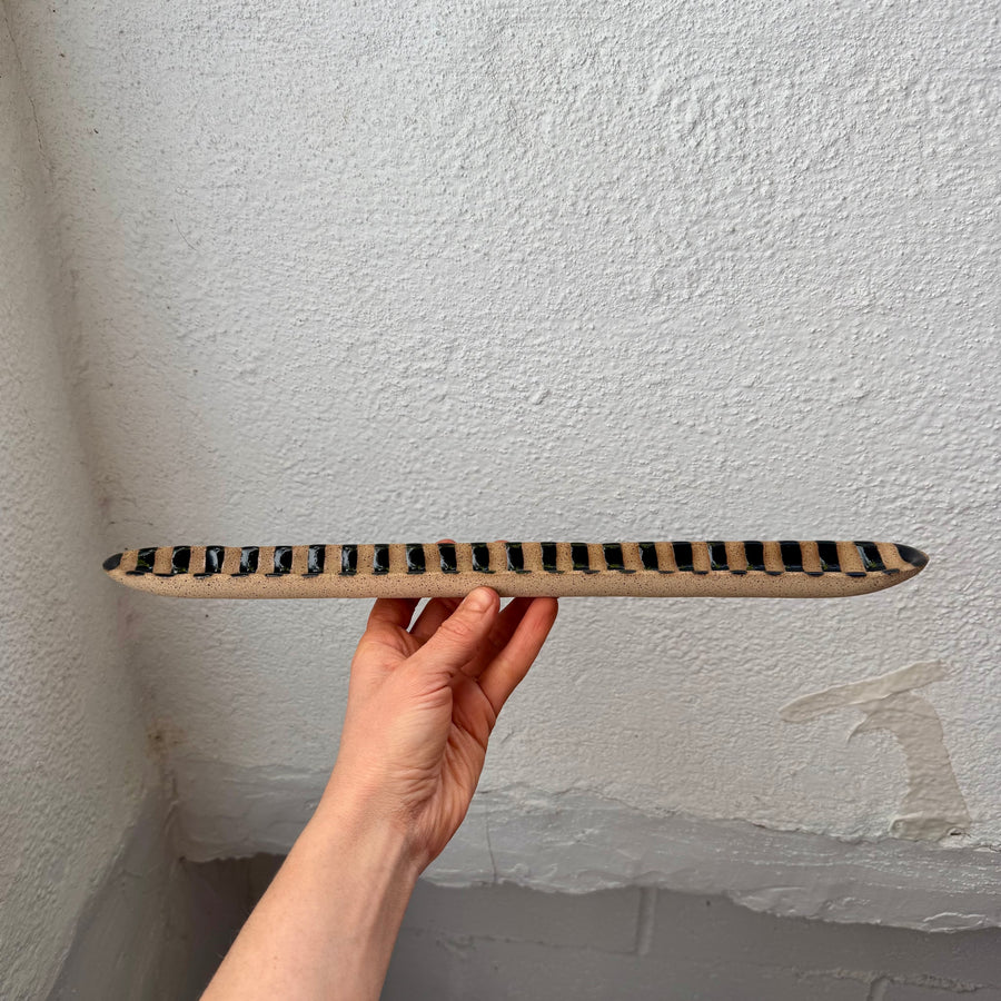 Long Black Stripe Olive Tray