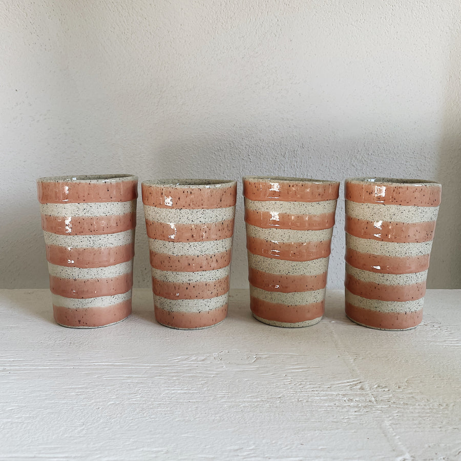 Speckled Pink Striped Tumbler